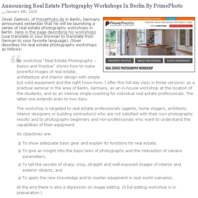 PrimePhoto Foto-Workshop für Immobilienprofis