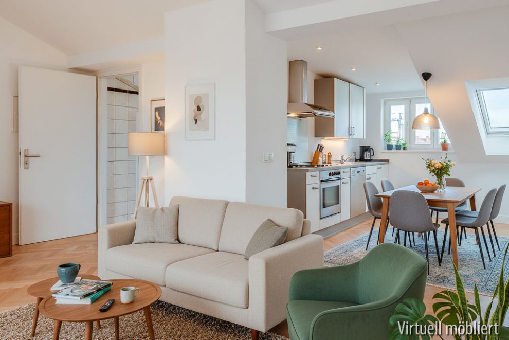 Wohnküche virtuell gestaged